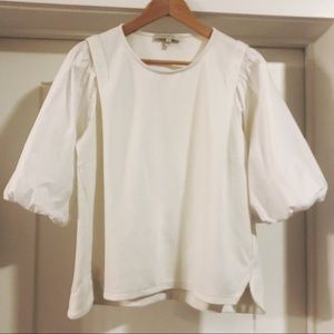 Anthropologie white puff sleeve shirt